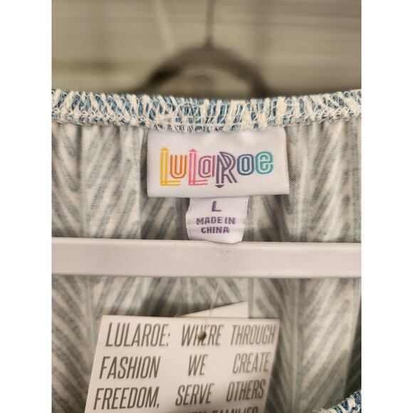 Lularoe Womens Large NWT Jody Blue & White Print Dress Peasant Bohemian - Picture 4 of 7
